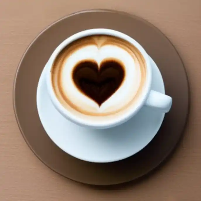 Coffee cup with heart creama