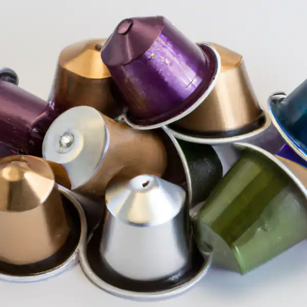 used coffee pods waiting to be recycled